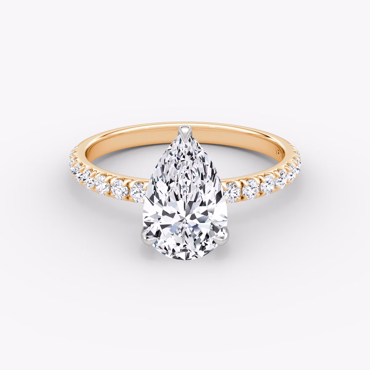 Anillo de compromiso Classic | Pera | 14k | Oro rosa y platino | bandAccent: Pavé | bandWidth: large | diamondOrientation: vertical | caratWeight: other