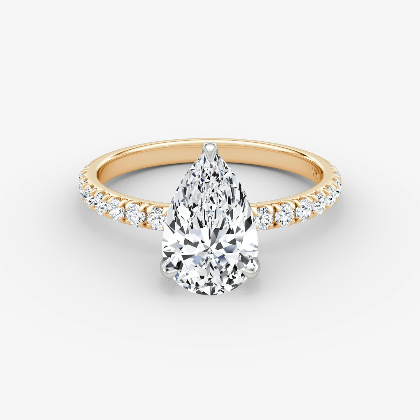 The Classic | Pear | 14k | Rose Gold and Platinum | bandAccent: Pavé | bandWidth: large | diamondOrientation: vertical | caratWeight: other