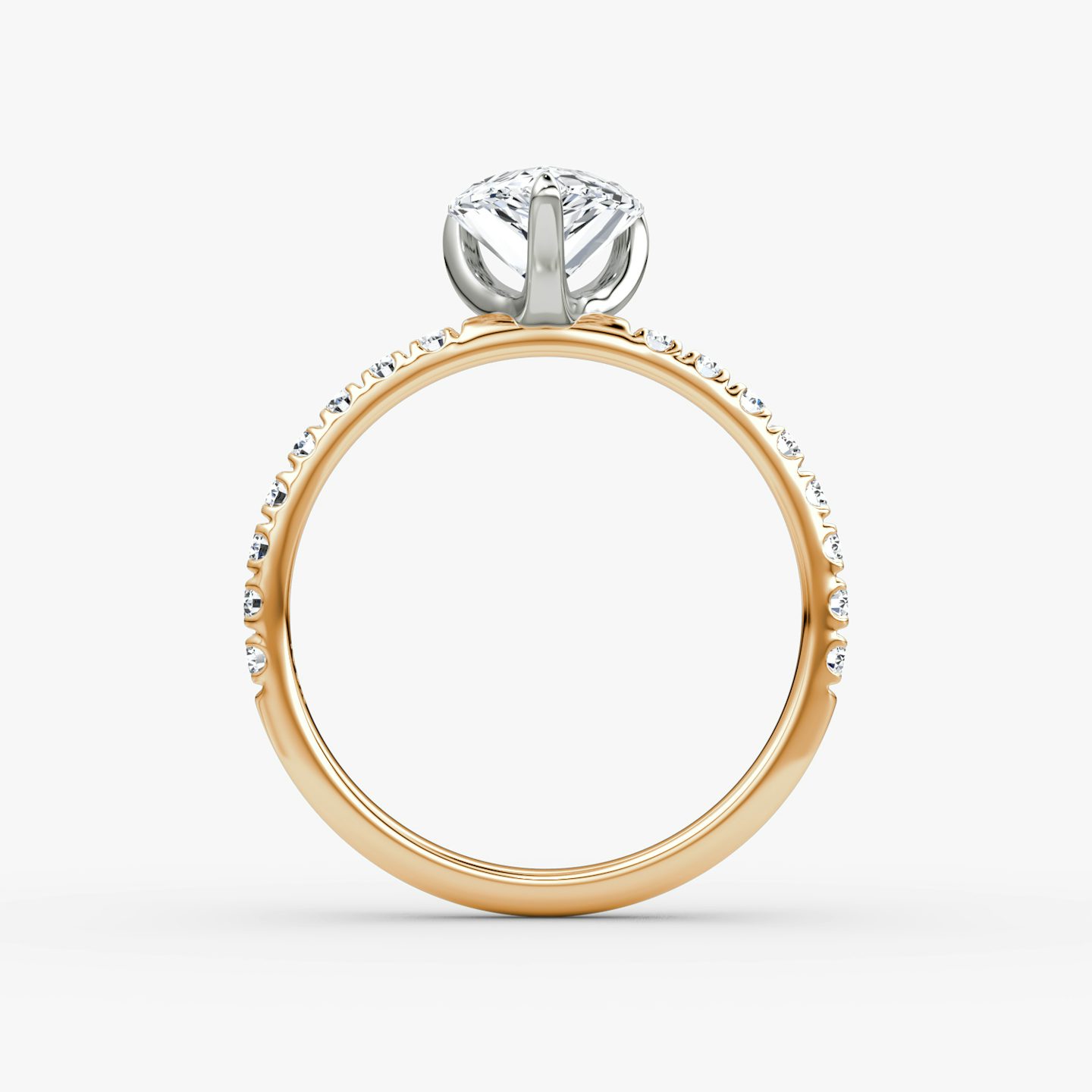 The Classic | Pear | 14k | Rose Gold and Platinum | bandAccent: Pavé | bandWidth: large | diamondOrientation: vertical | caratWeight: other