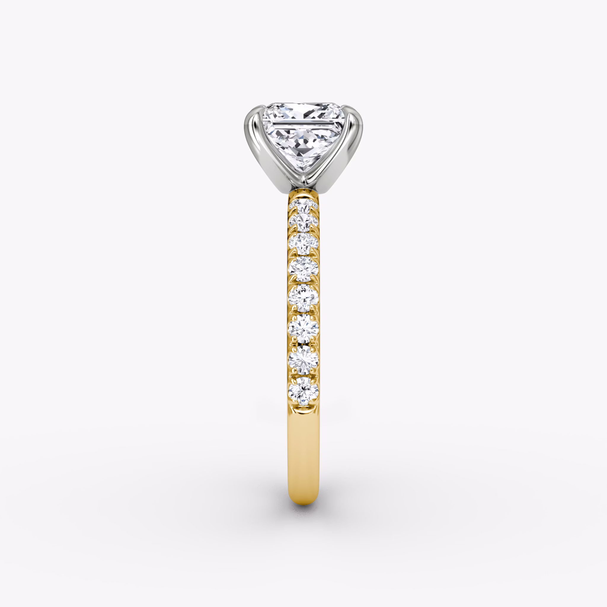 The Classic | Princess | 18k | Yellow Gold and Platinum | bandAccent: Pavé | bandWidth: large | diamondOrientation: vertical | caratWeight: other