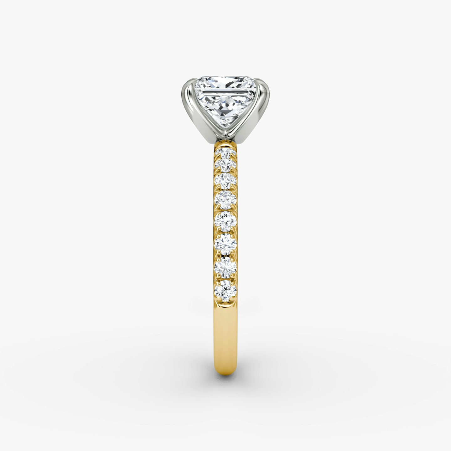 The Classic | Princess | 18k | Yellow Gold and Platinum | bandAccent: Pavé | bandWidth: large | diamondOrientation: vertical | caratWeight: other