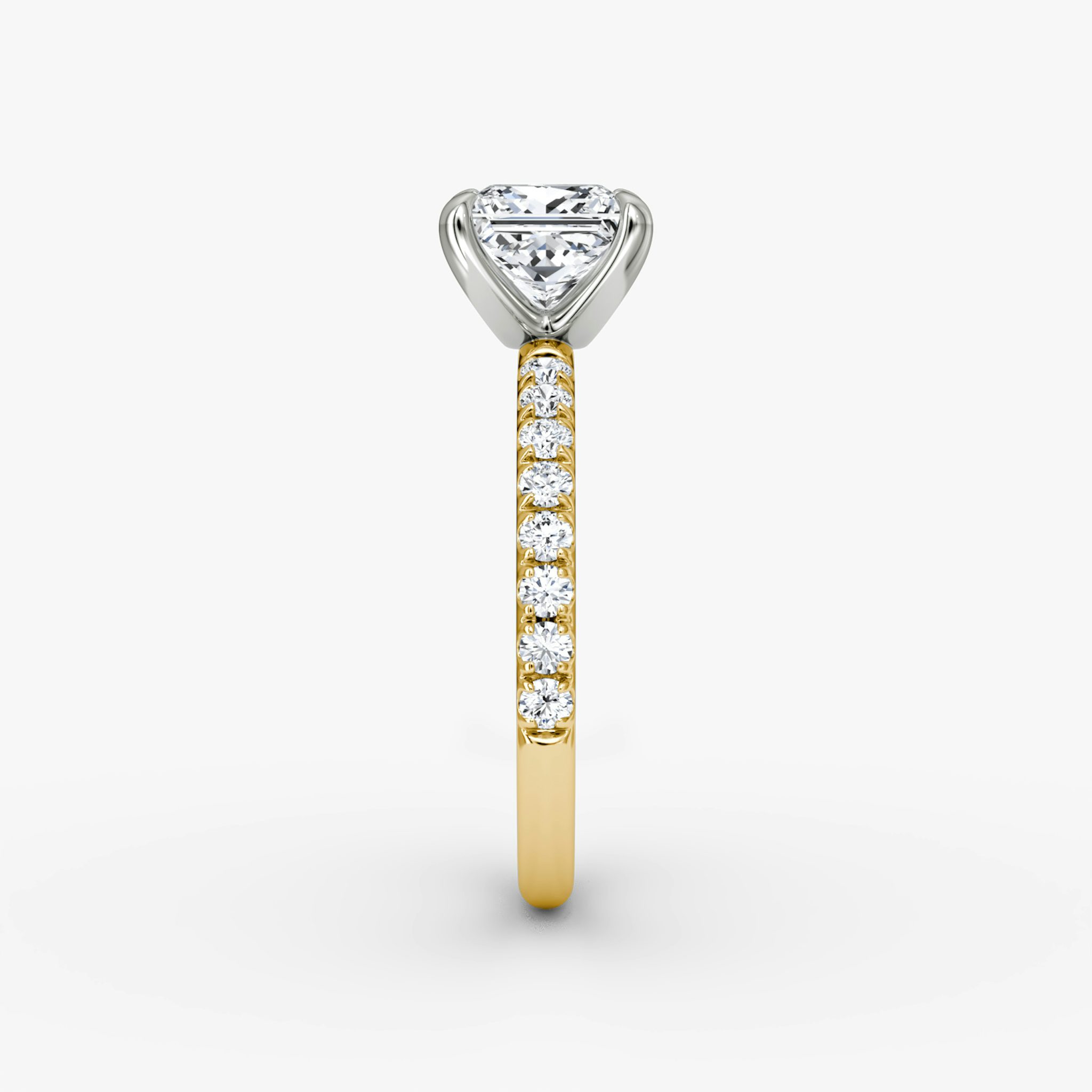 The Classic | Princess | 18k | Yellow Gold and Platinum | bandAccent: Pavé | bandWidth: large | diamondOrientation: vertical | caratWeight: other