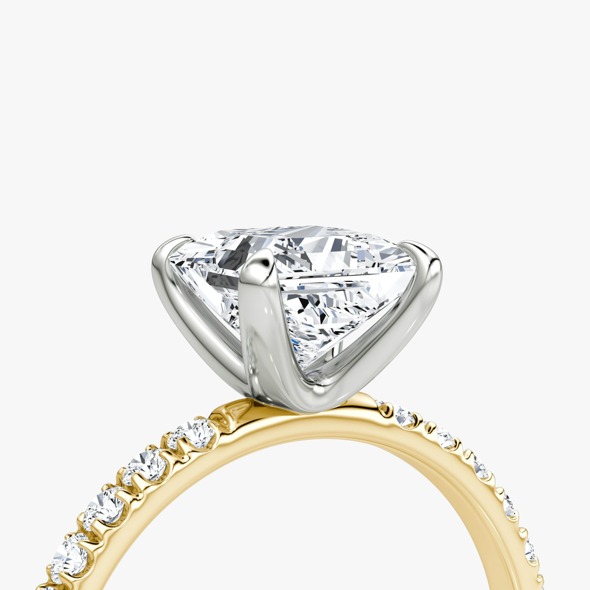 The Classic | Princess | 18k | Yellow Gold and Platinum | bandAccent: Pavé | bandWidth: large | diamondOrientation: vertical | caratWeight: other