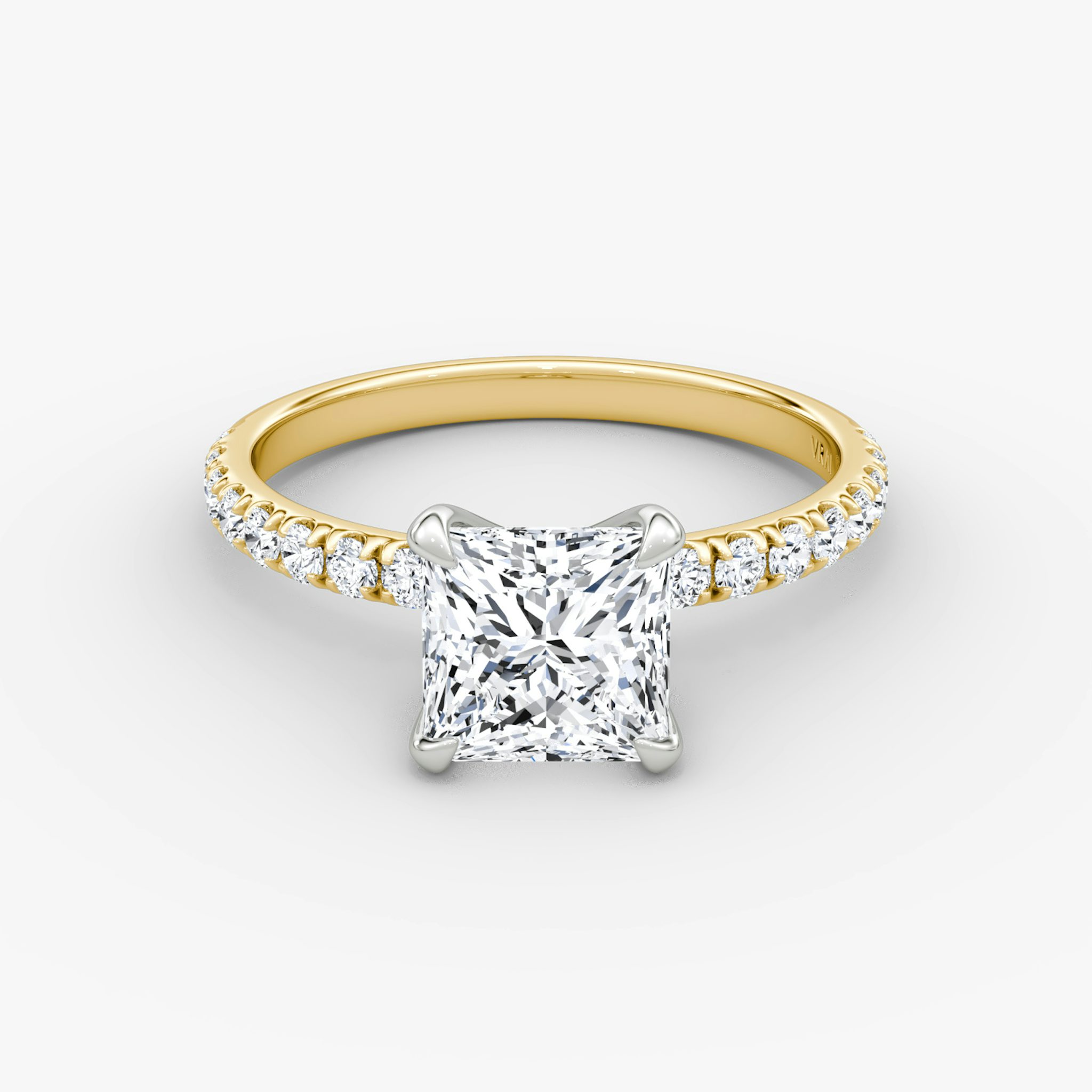 The Classic | Princess | 18k | Yellow Gold and Platinum | bandAccent: Pavé | bandWidth: large | diamondOrientation: vertical | caratWeight: other