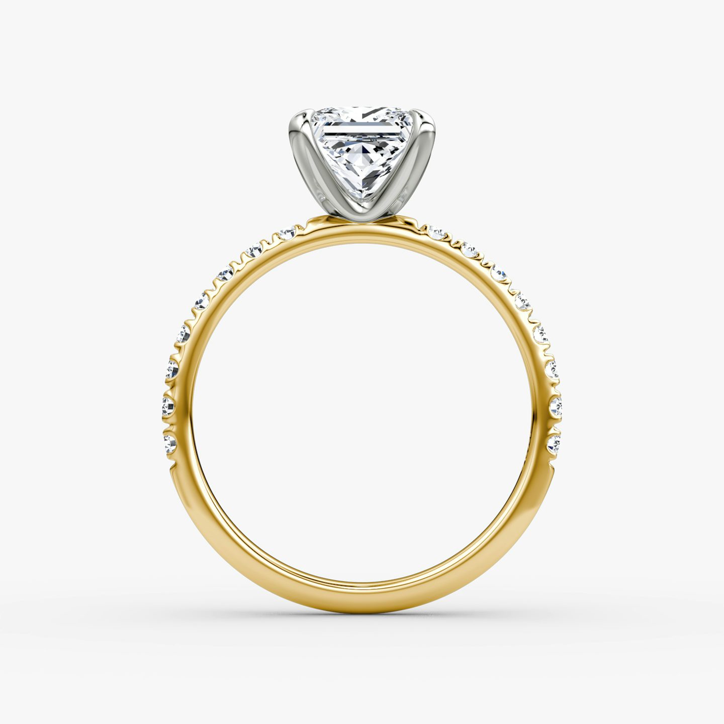 The Classic | Princess | 18k | Yellow Gold and Platinum | bandAccent: Pavé | bandWidth: large | diamondOrientation: vertical | caratWeight: other