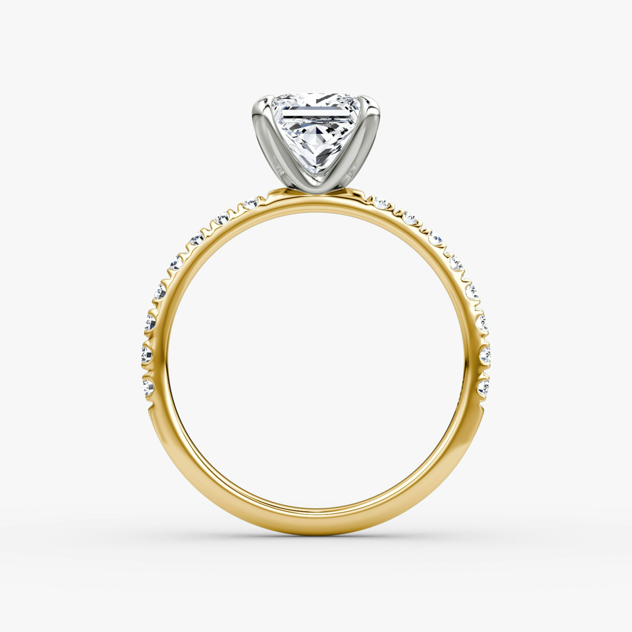 The Classic | Princess | 18k | Yellow Gold and Platinum | bandAccent: Pavé | bandWidth: large | diamondOrientation: vertical | caratWeight: other