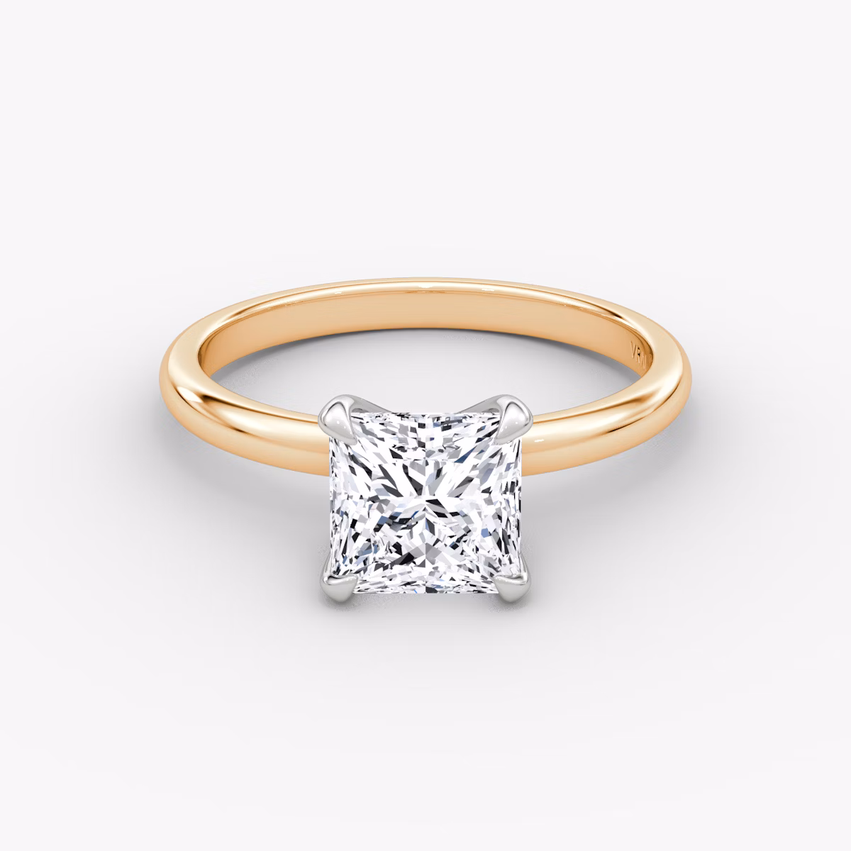 Anillo de compromiso Classic | Princesa | 14k | Oro rosa y platino | bandAccent: Simple | bandWidth: large | diamondOrientation: vertical | caratWeight: other