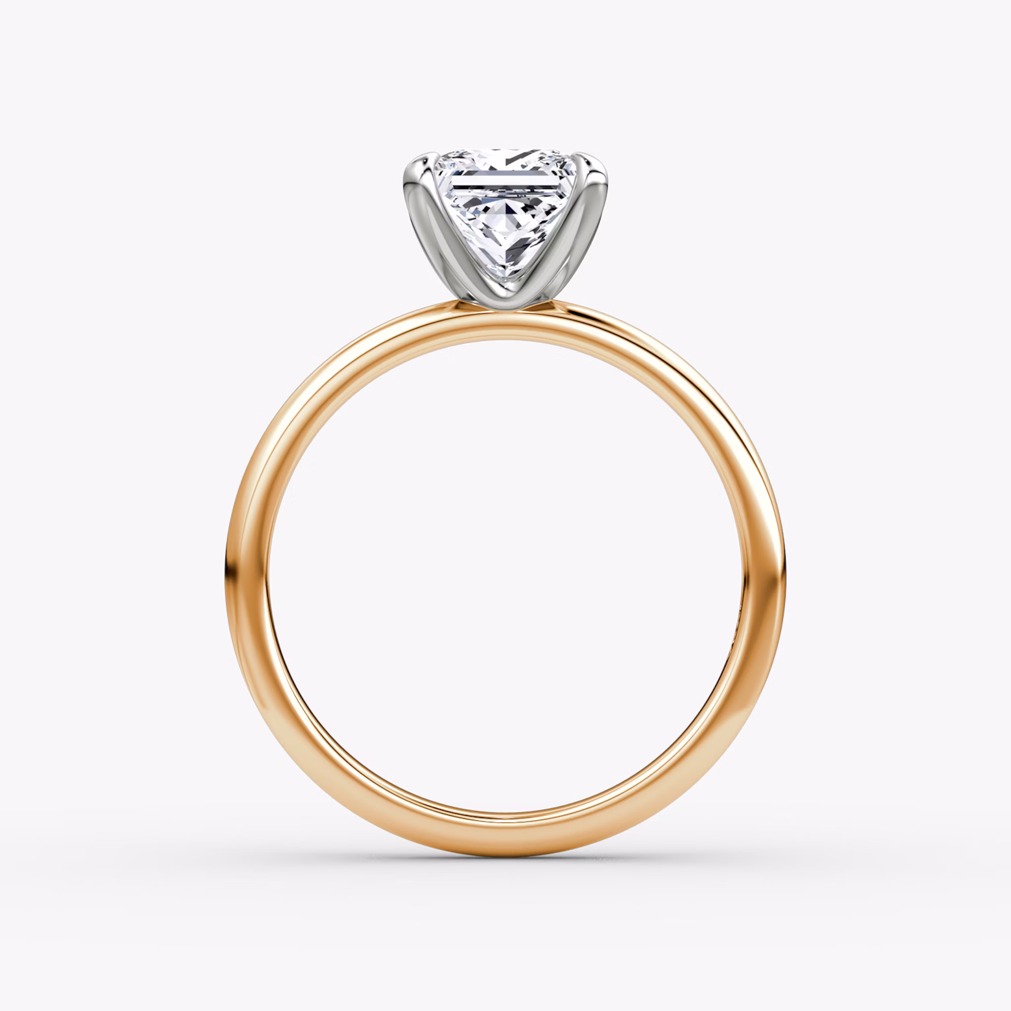 The Classic | Princess | 14k | Rose Gold and Platinum | bandAccent: Plain | bandWidth: large | diamondOrientation: vertical | caratWeight: other