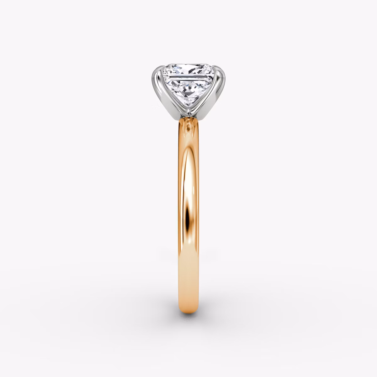 Anillo de compromiso Classic | Princesa | 14k | Oro rosa y platino | bandAccent: Simple | bandWidth: large | diamondOrientation: vertical | caratWeight: other