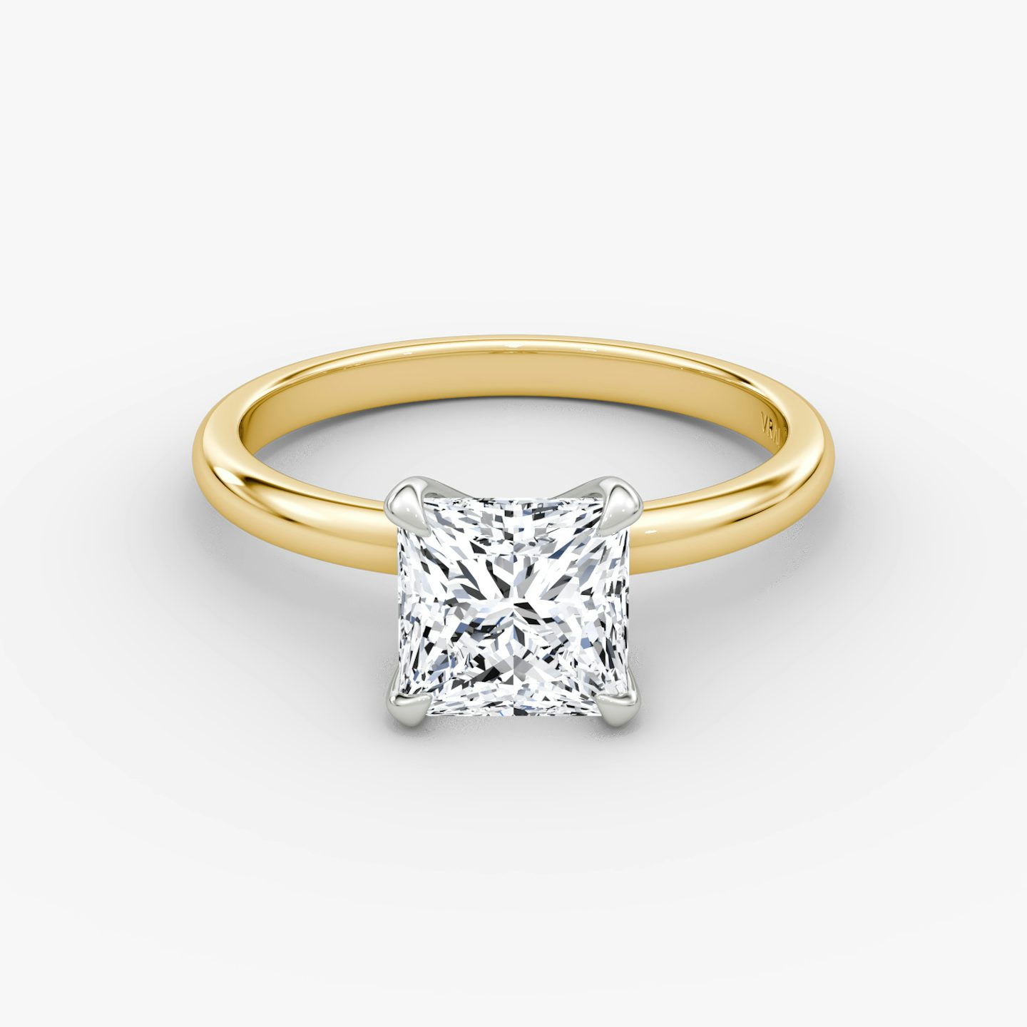 The Classic | Princess | 18k | Yellow Gold and Platinum | bandAccent: Plain | bandWidth: large | diamondOrientation: vertical | caratWeight: other