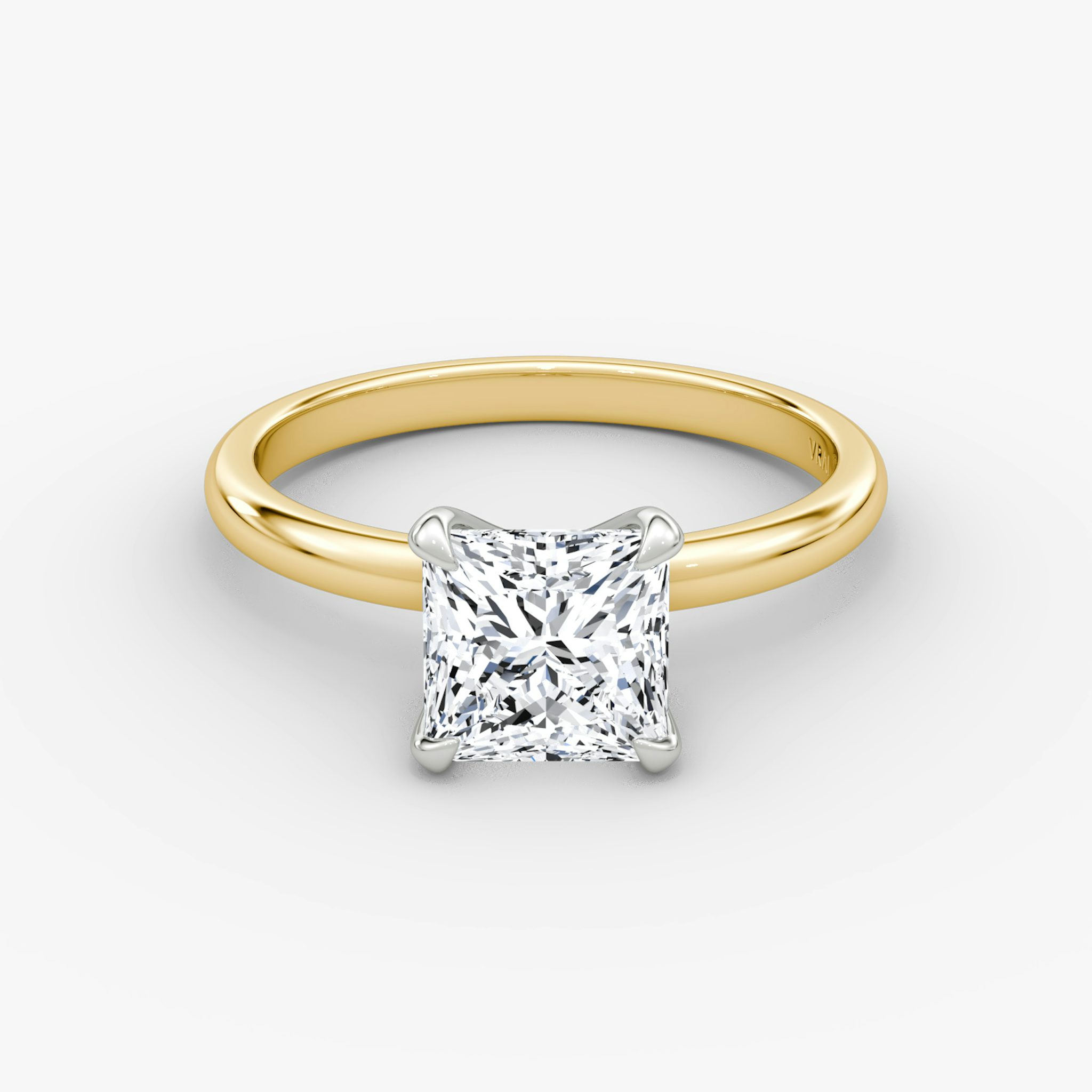 The Classic | Princess | 18k | Yellow Gold and Platinum | bandAccent: Plain | bandWidth: large | diamondOrientation: vertical | caratWeight: other