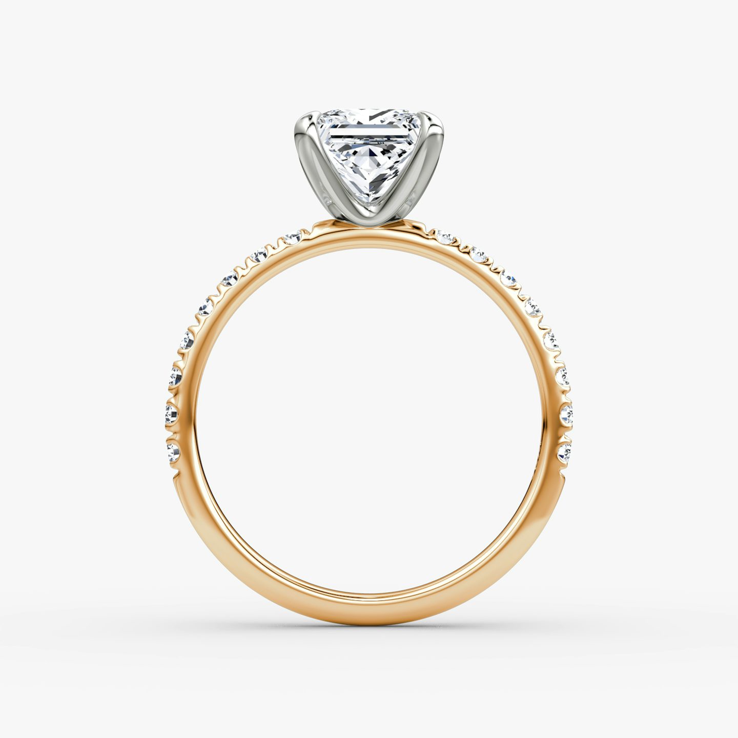 The Classic | Princess | 14k | Rose Gold and Platinum | bandAccent: Pavé | bandWidth: large | diamondOrientation: vertical | caratWeight: other