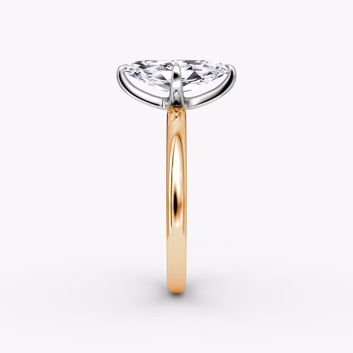 Anillo de compromiso Classic | Marquise | 14k | Oro rosa y platino | bandAccent: Simple | bandWidth: large | diamondOrientation: vertical | caratWeight: other