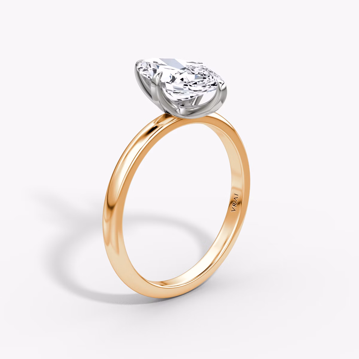 Anillo de compromiso Classic | Marquise | 14k | Oro rosa y platino | bandAccent: Simple | bandWidth: large | diamondOrientation: vertical | caratWeight: other
