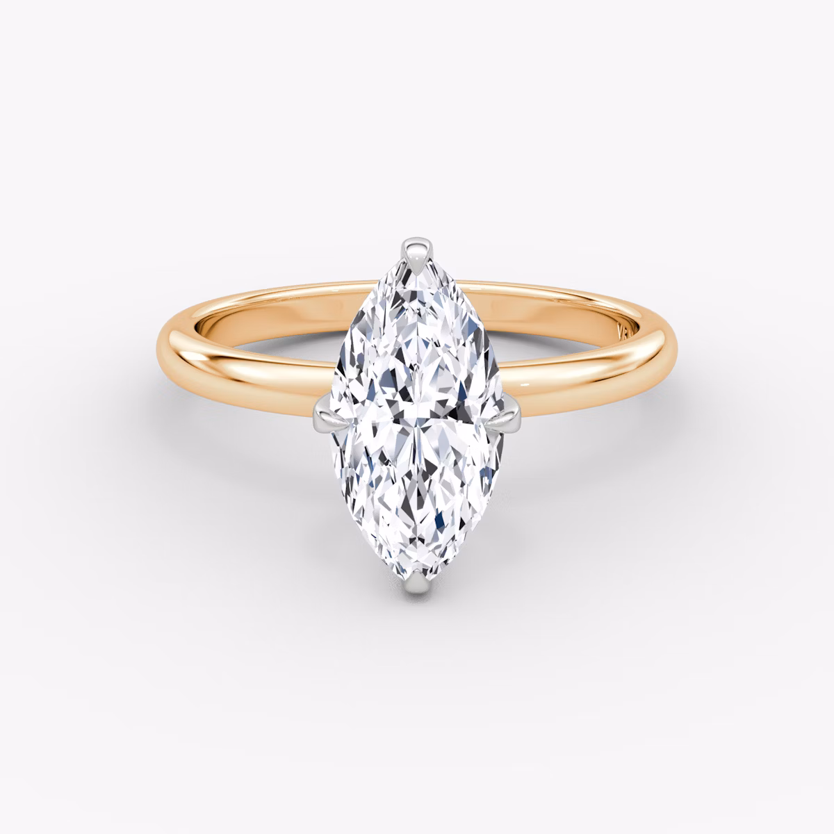 Anillo de compromiso Classic | Marquise | 14k | Oro rosa y platino | bandAccent: Simple | bandWidth: large | diamondOrientation: vertical | caratWeight: other