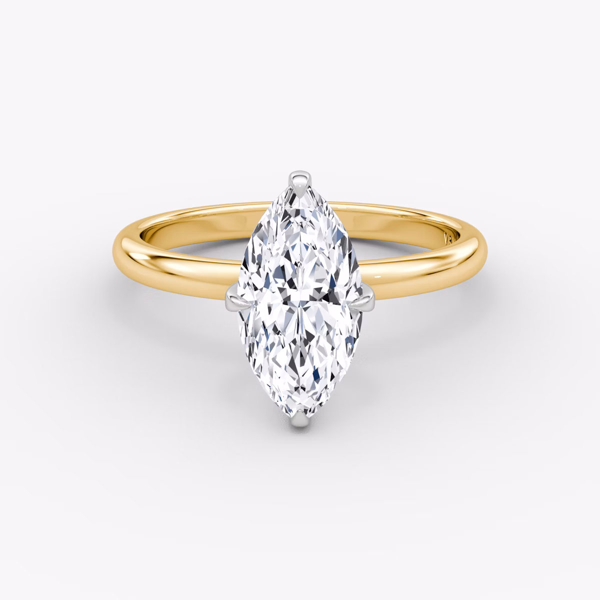 Anillo de compromiso Classic | Marquise | 18k | Oro amarillo y platino | bandAccent: Simple | bandWidth: large | diamondOrientation: vertical | caratWeight: other