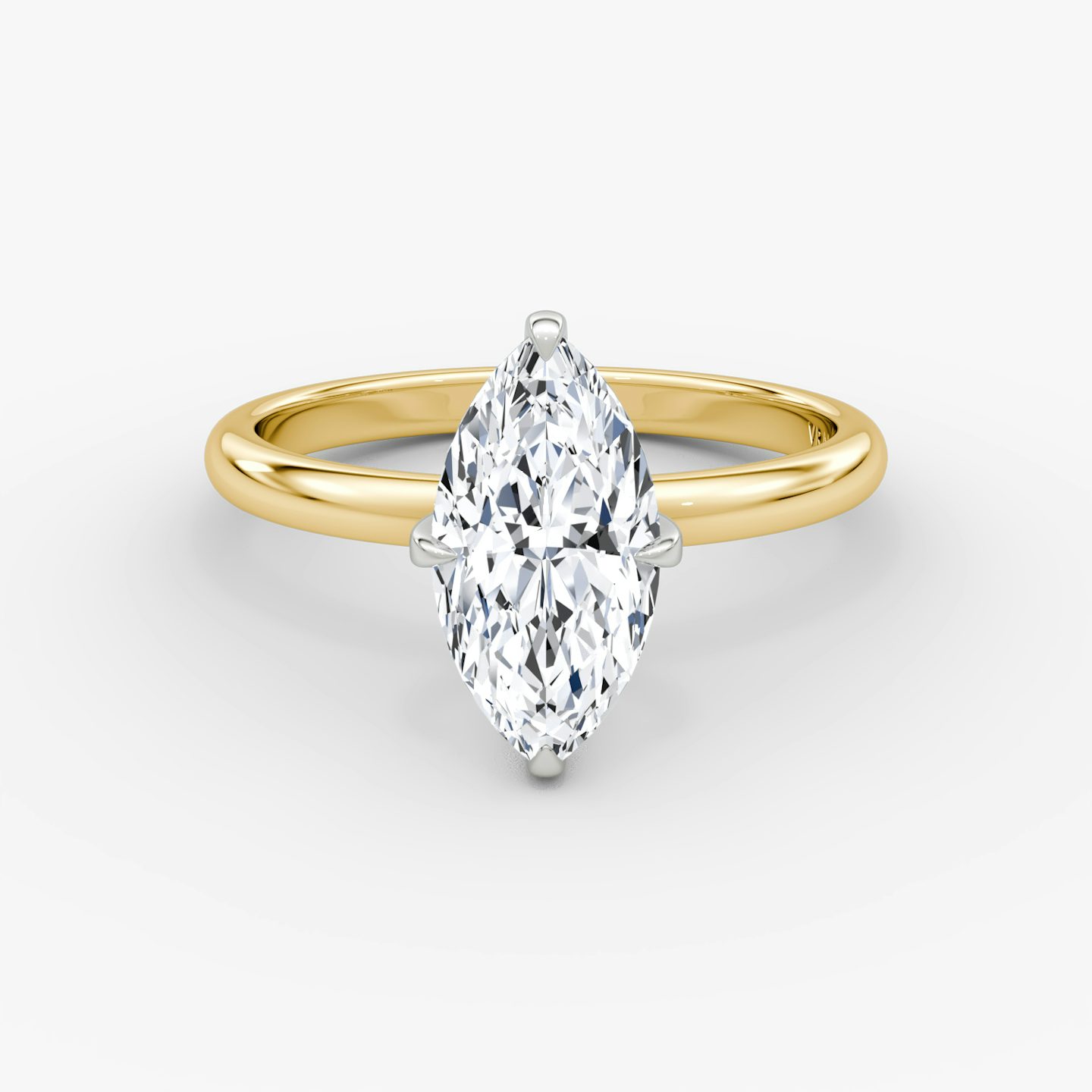 The Classic | Marquise | 18k | Yellow Gold and Platinum | bandAccent: Plain | bandWidth: large | diamondOrientation: vertical | caratWeight: other