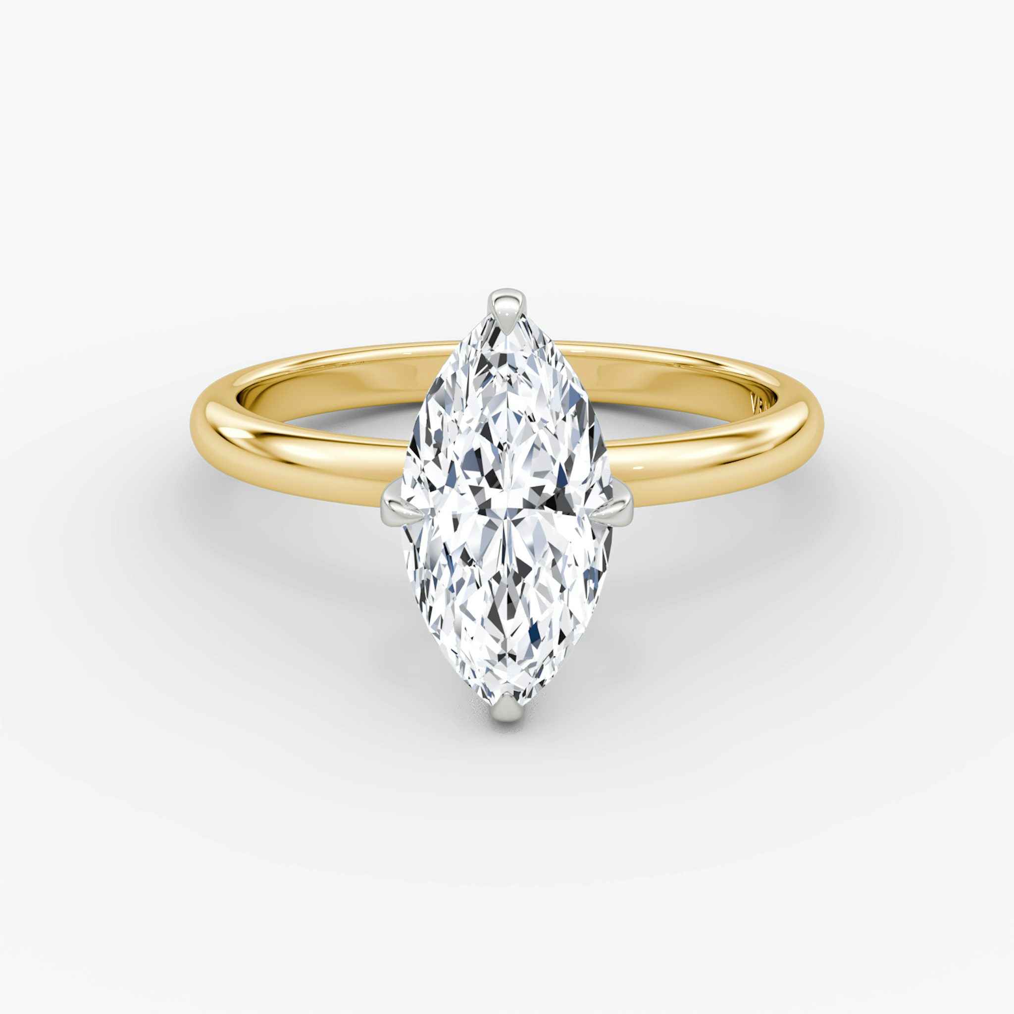 The Classic | Marquise | 18k | Yellow Gold and Platinum | bandAccent: Plain | bandWidth: large | diamondOrientation: vertical | caratWeight: other