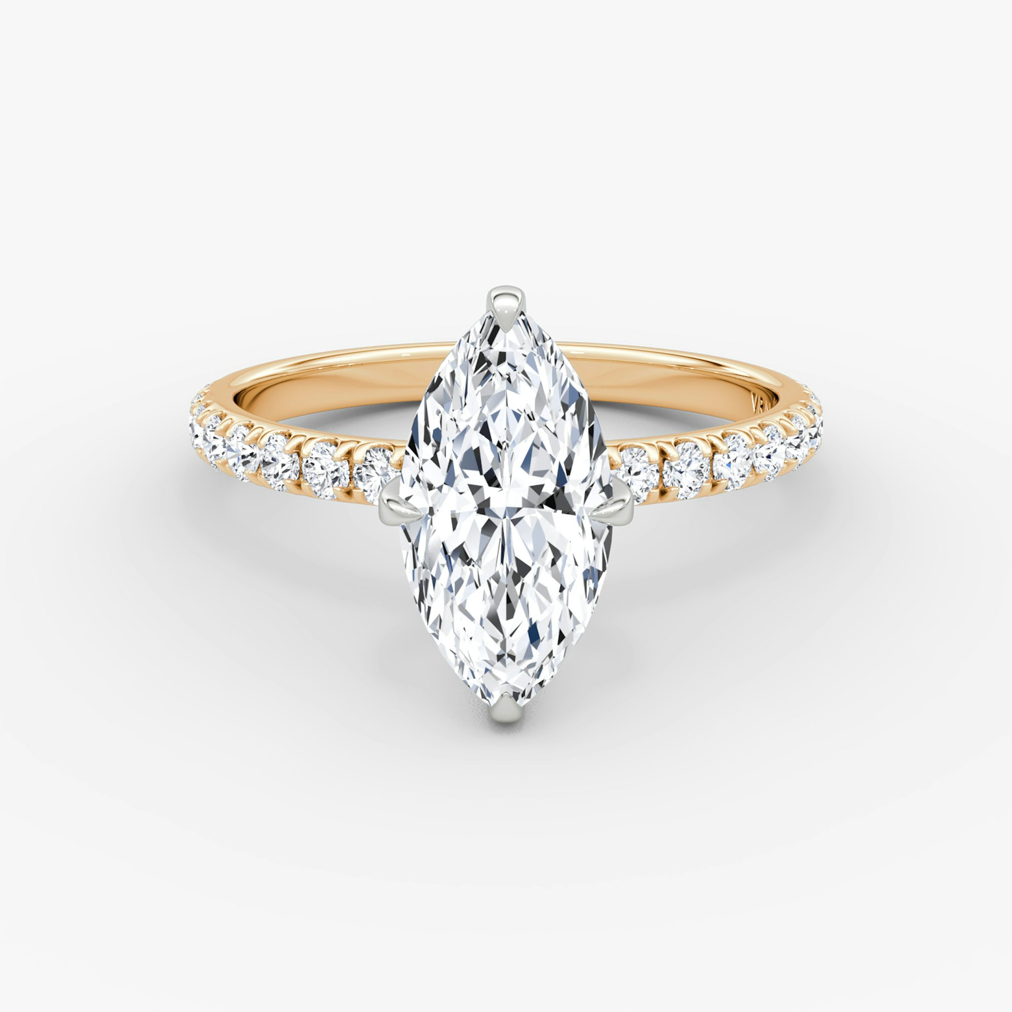 The Classic | Marquise | 14k | Rose Gold and Platinum | bandAccent: Pavé | bandWidth: large | diamondOrientation: vertical | caratWeight: other