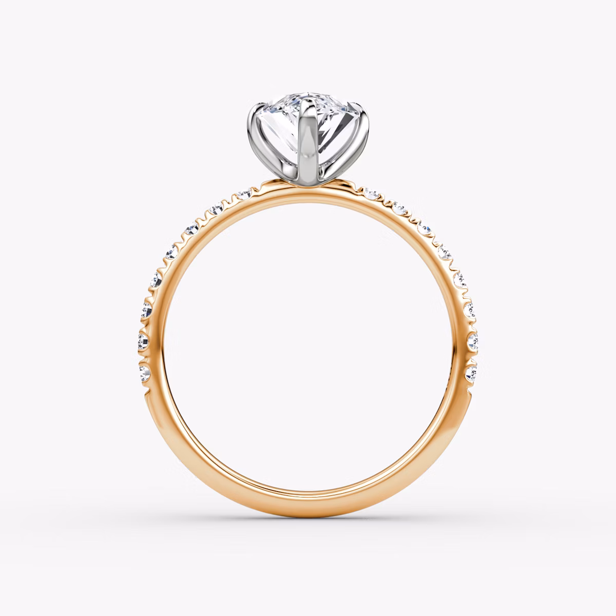 Anillo de compromiso Classic | Marquise | 14k | Oro rosa y platino | bandAccent: Pavé | bandWidth: large | diamondOrientation: vertical | caratWeight: other