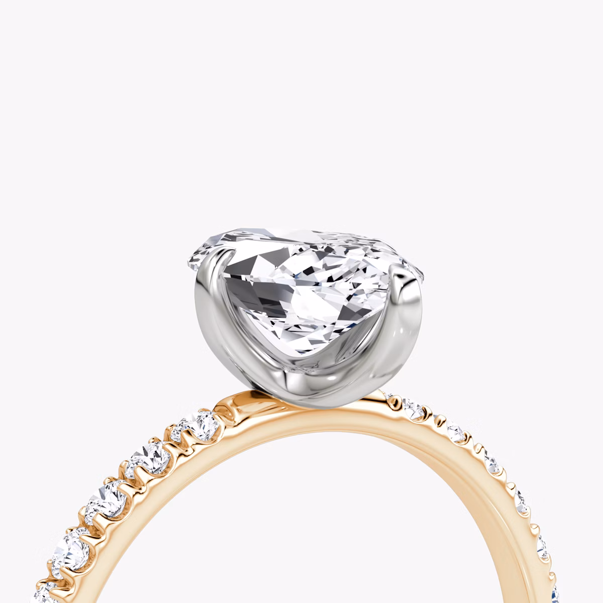 Anillo de compromiso Classic | Marquise | 14k | Oro rosa y platino | bandAccent: Pavé | bandWidth: large | diamondOrientation: vertical | caratWeight: other