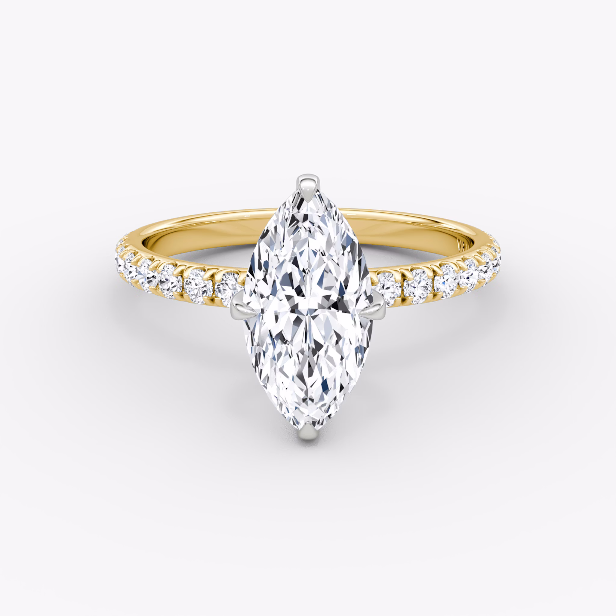 The Classic | Marquise | 18k | Yellow Gold and Platinum | bandAccent: Pavé | bandWidth: large | diamondOrientation: vertical | caratWeight: other