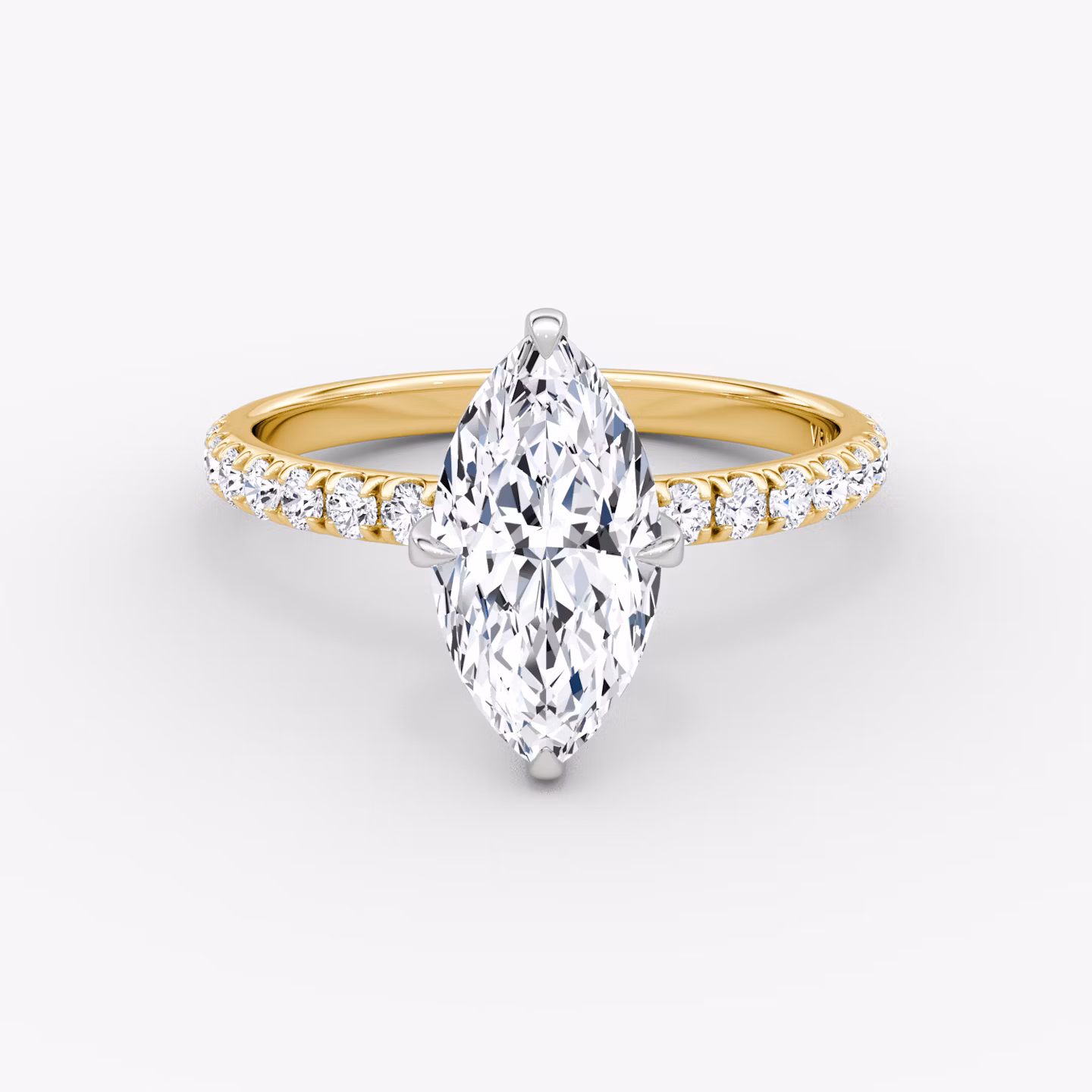 The Classic | Marquise | 18k | Yellow Gold and Platinum | bandAccent: Pavé | bandWidth: large | diamondOrientation: vertical | caratWeight: other
