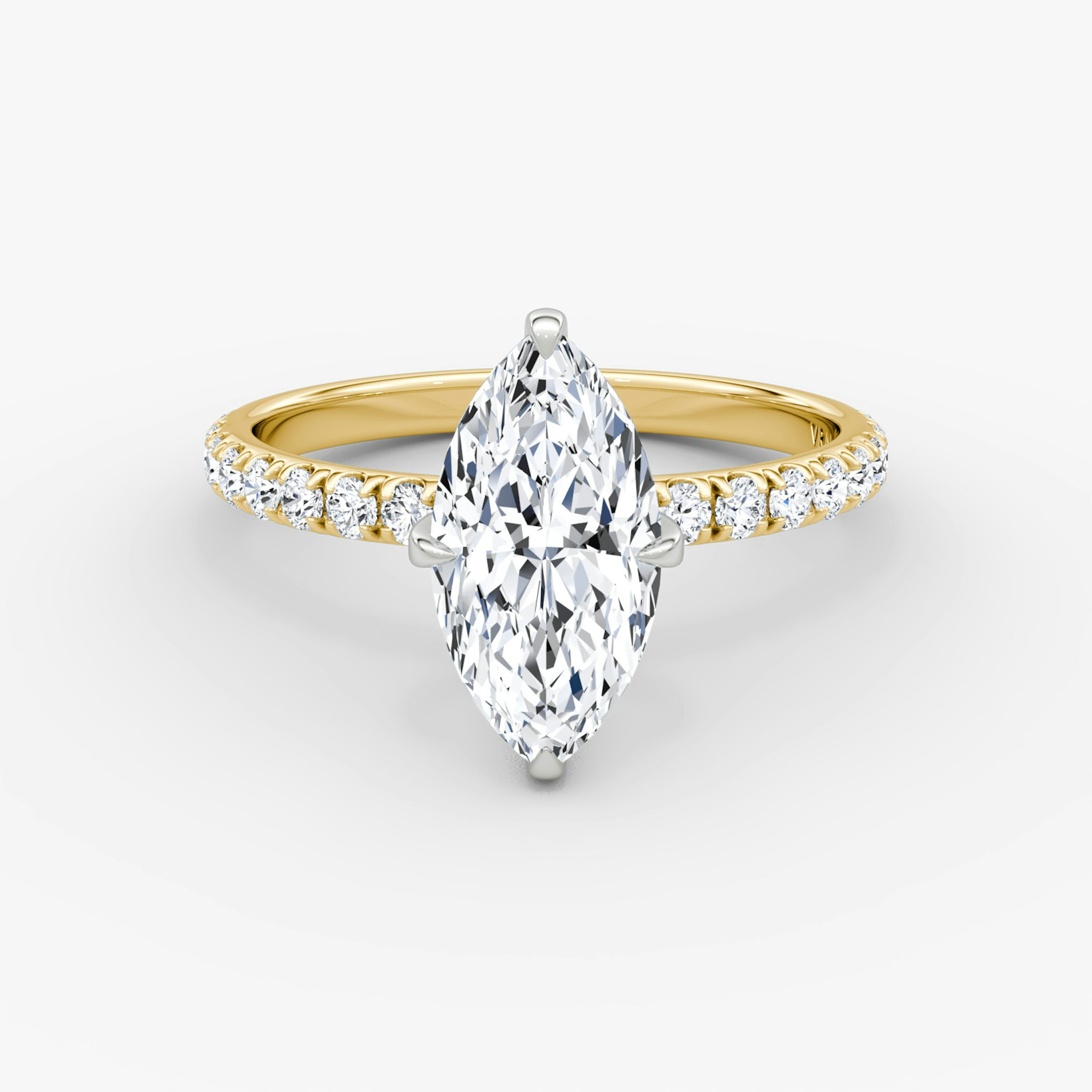 The Classic | Marquise | 18k | Yellow Gold and Platinum | bandAccent: Pavé | bandWidth: large | diamondOrientation: vertical | caratWeight: other