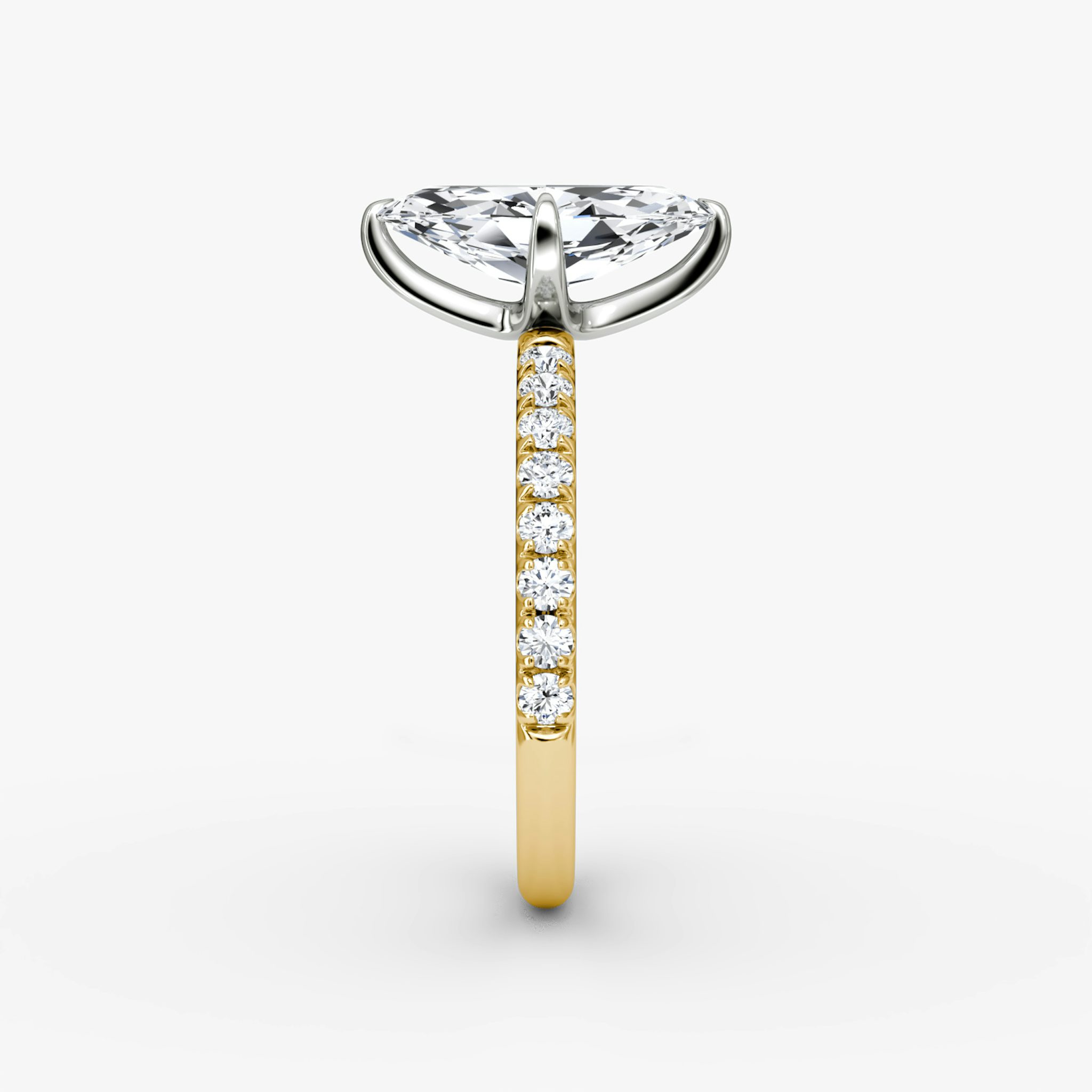 The Classic | Marquise | 18k | Yellow Gold and Platinum | bandAccent: Pavé | bandWidth: large | diamondOrientation: vertical | caratWeight: other