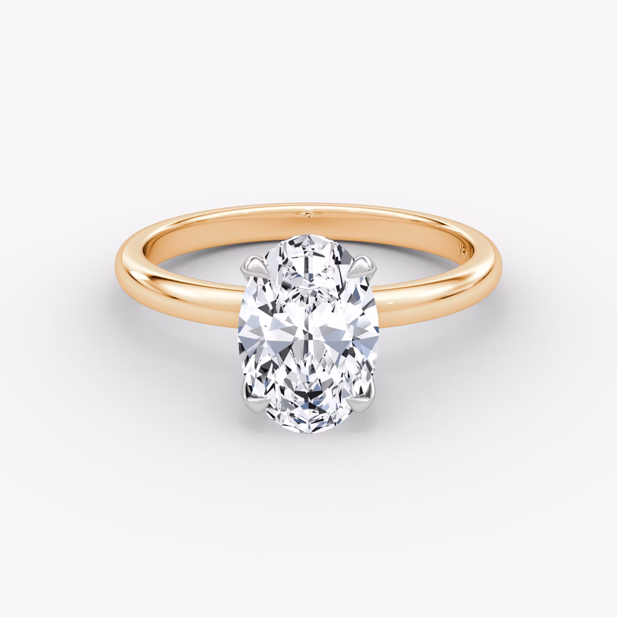 Anillo de compromiso Classic | Oval | 14k | Oro rosa y platino | bandAccent: Simple | bandWidth: large | diamondOrientation: vertical | caratWeight: other