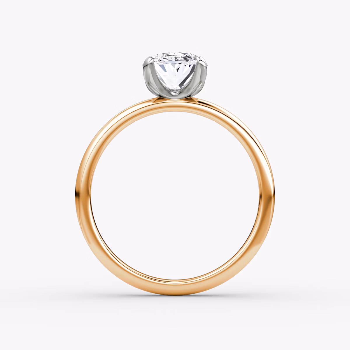 Anillo de compromiso Classic | Oval | 14k | Oro rosa y platino | bandAccent: Simple | bandWidth: large | diamondOrientation: vertical | caratWeight: other