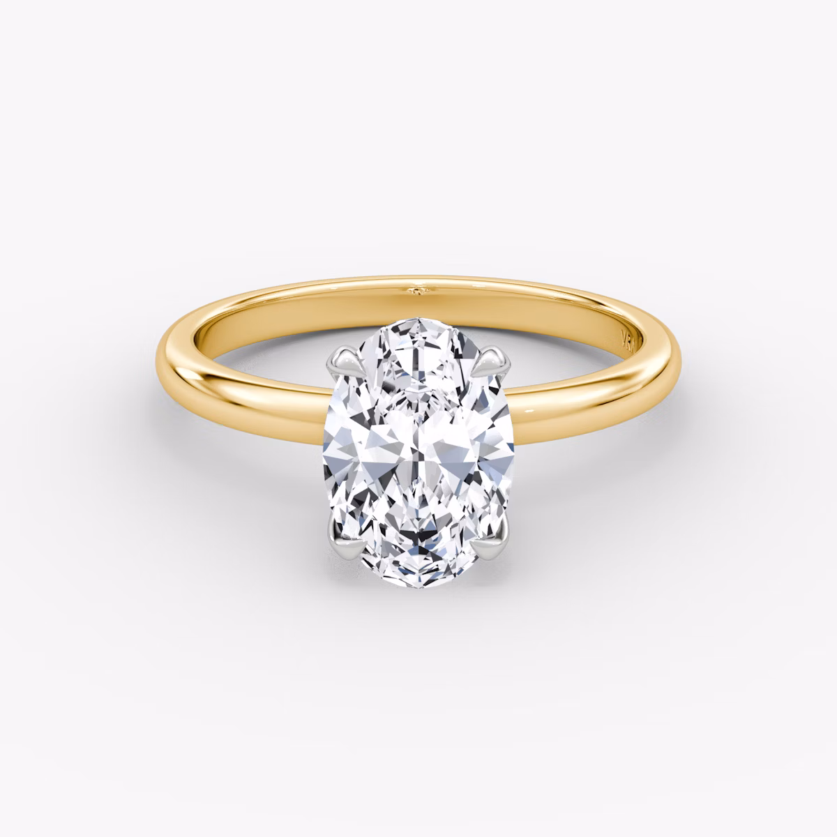 Anillo de compromiso Classic | Oval | 18k | Oro amarillo y platino | bandAccent: Simple | bandWidth: large | diamondOrientation: vertical | caratWeight: other