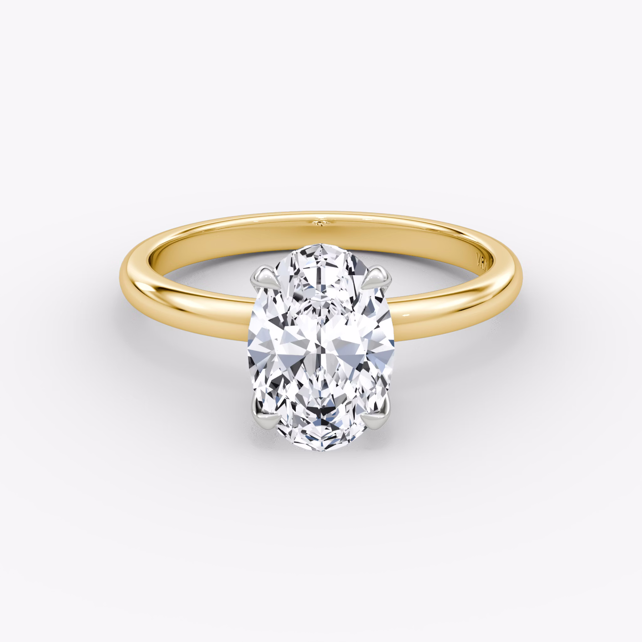 The Classic | Oval | 18k | Yellow Gold and Platinum | bandAccent: Plain | bandWidth: large | diamondOrientation: vertical | caratWeight: other
