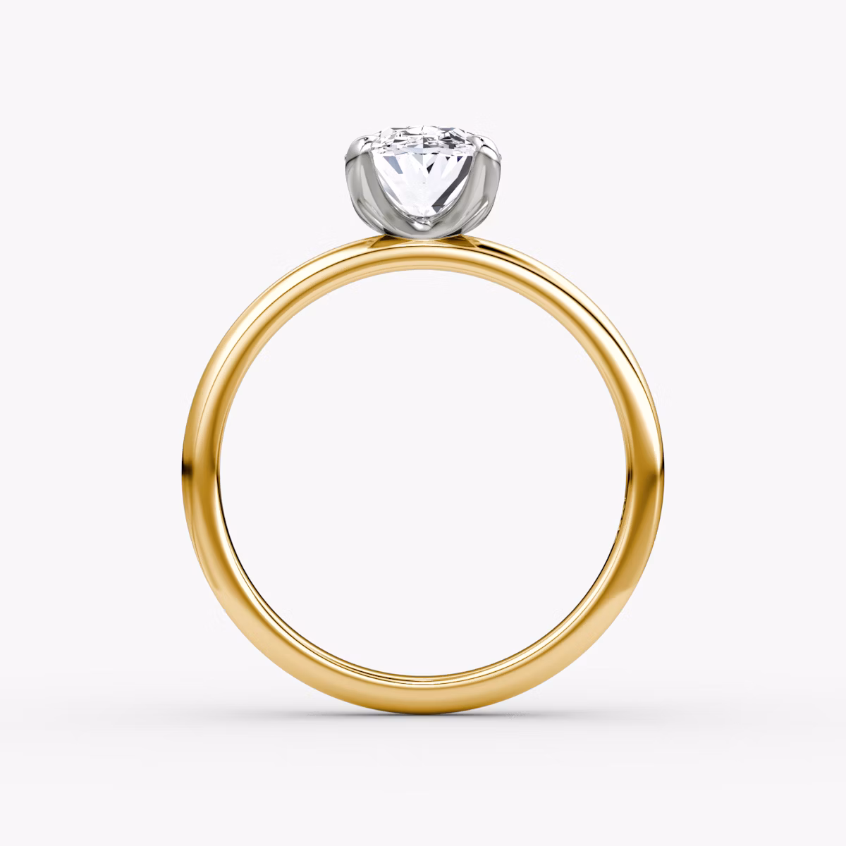 Anillo de compromiso Classic | Oval | 18k | Oro amarillo y platino | bandAccent: Simple | bandWidth: large | diamondOrientation: vertical | caratWeight: other