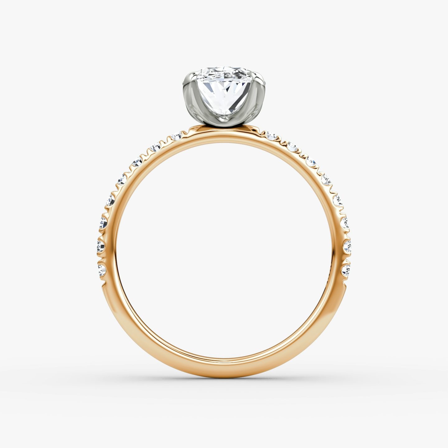 The Classic | Oval | 14k | Rose Gold and Platinum | bandAccent: Pavé | bandWidth: large | diamondOrientation: vertical | caratWeight: other