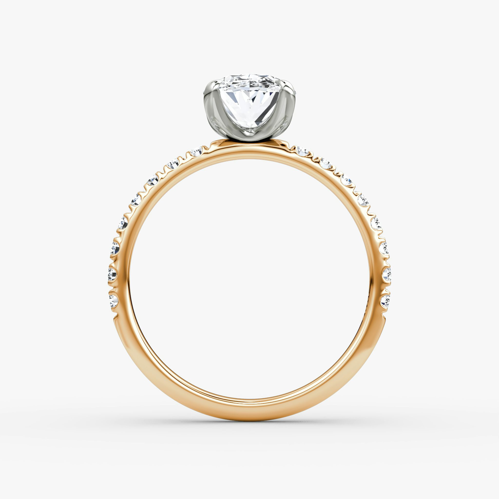 The Classic | Oval | 14k | Rose Gold and Platinum | bandAccent: Pavé | bandWidth: large | diamondOrientation: vertical | caratWeight: other
