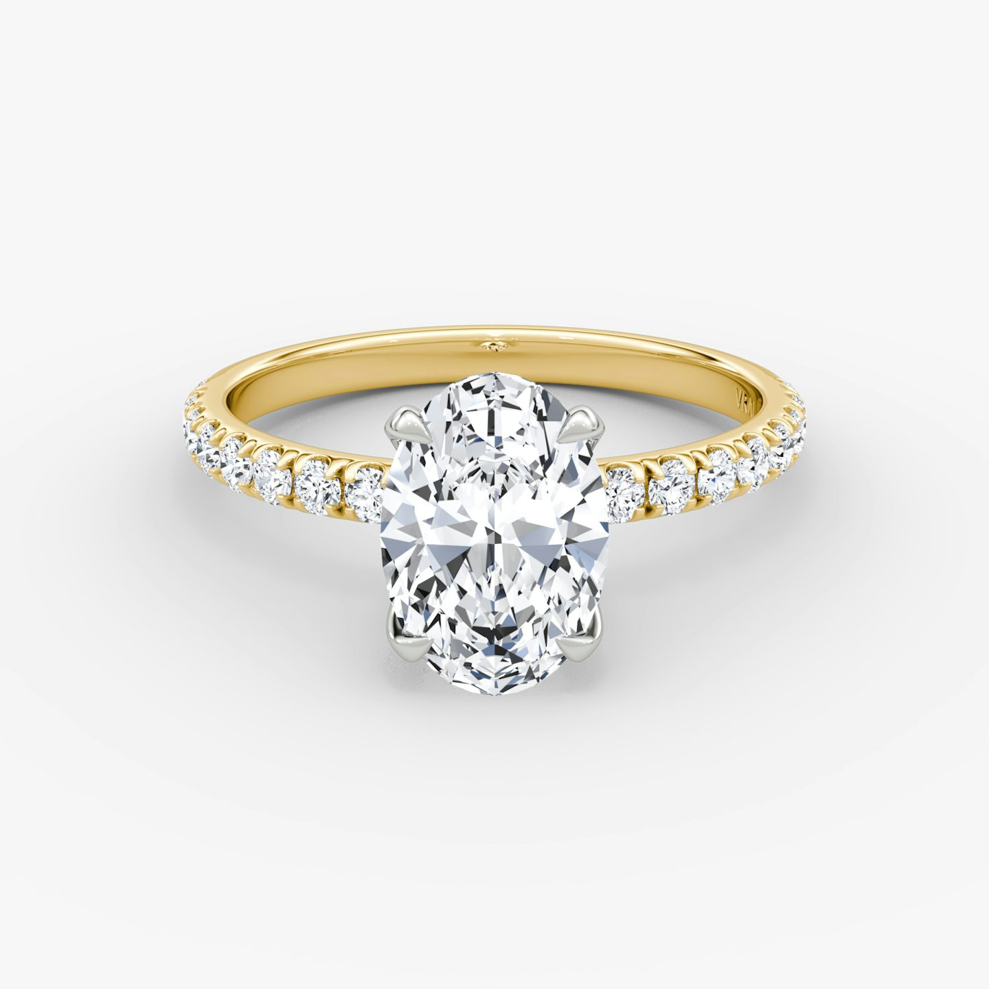 The Classic | Oval | 18k | Yellow Gold and Platinum | bandAccent: Pavé | bandWidth: large | diamondOrientation: vertical | caratWeight: other