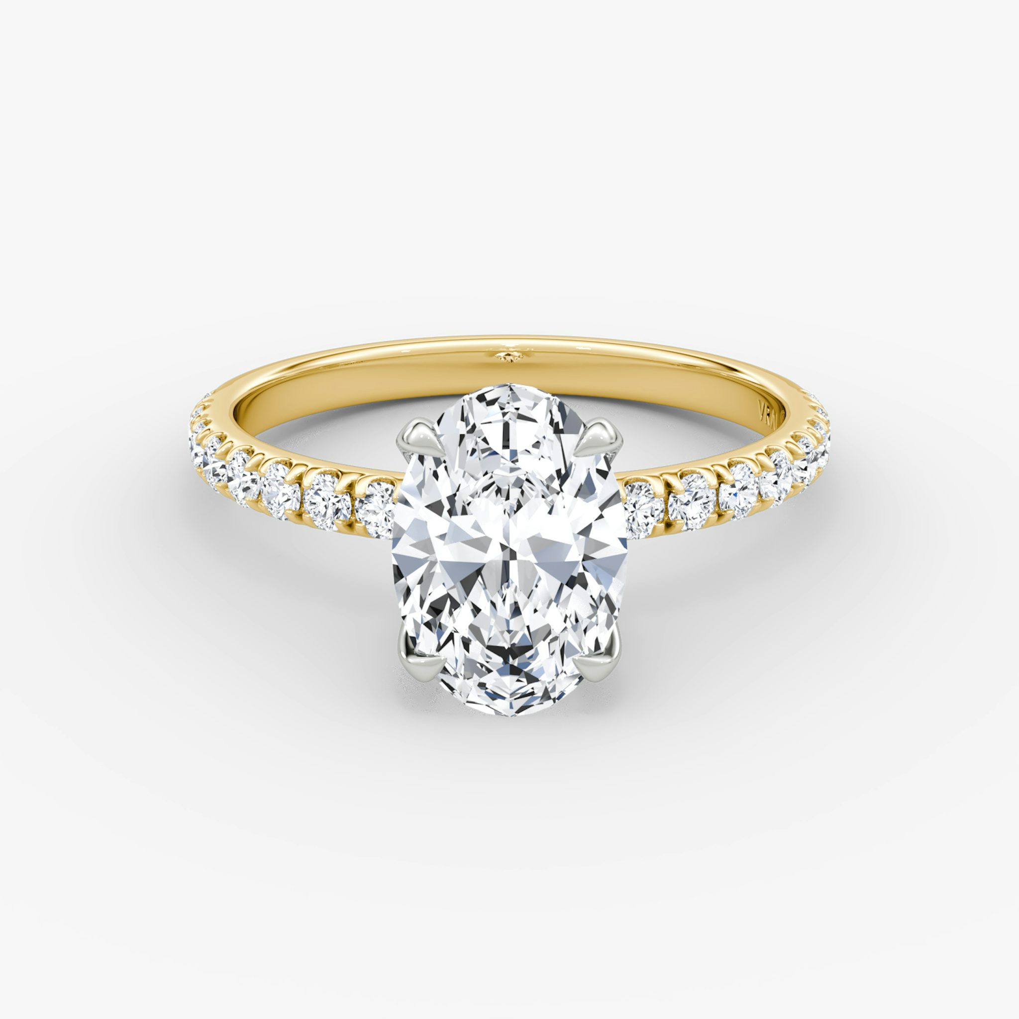 The Classic | Oval | 18k | Yellow Gold and Platinum | bandAccent: Pavé | bandWidth: large | diamondOrientation: vertical | caratWeight: other