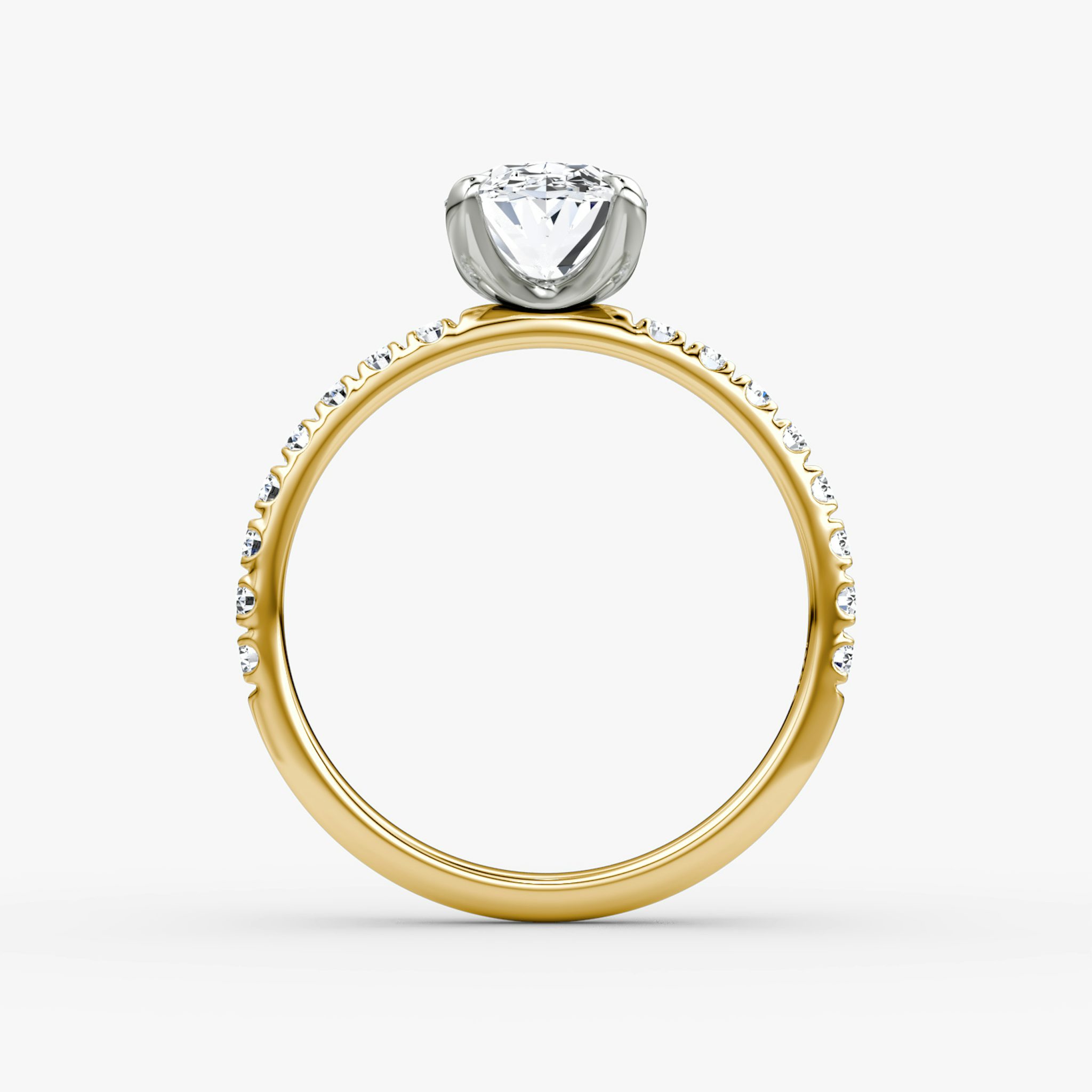 The Classic | Oval | 18k | Yellow Gold and Platinum | bandAccent: Pavé | bandWidth: large | diamondOrientation: vertical | caratWeight: other
