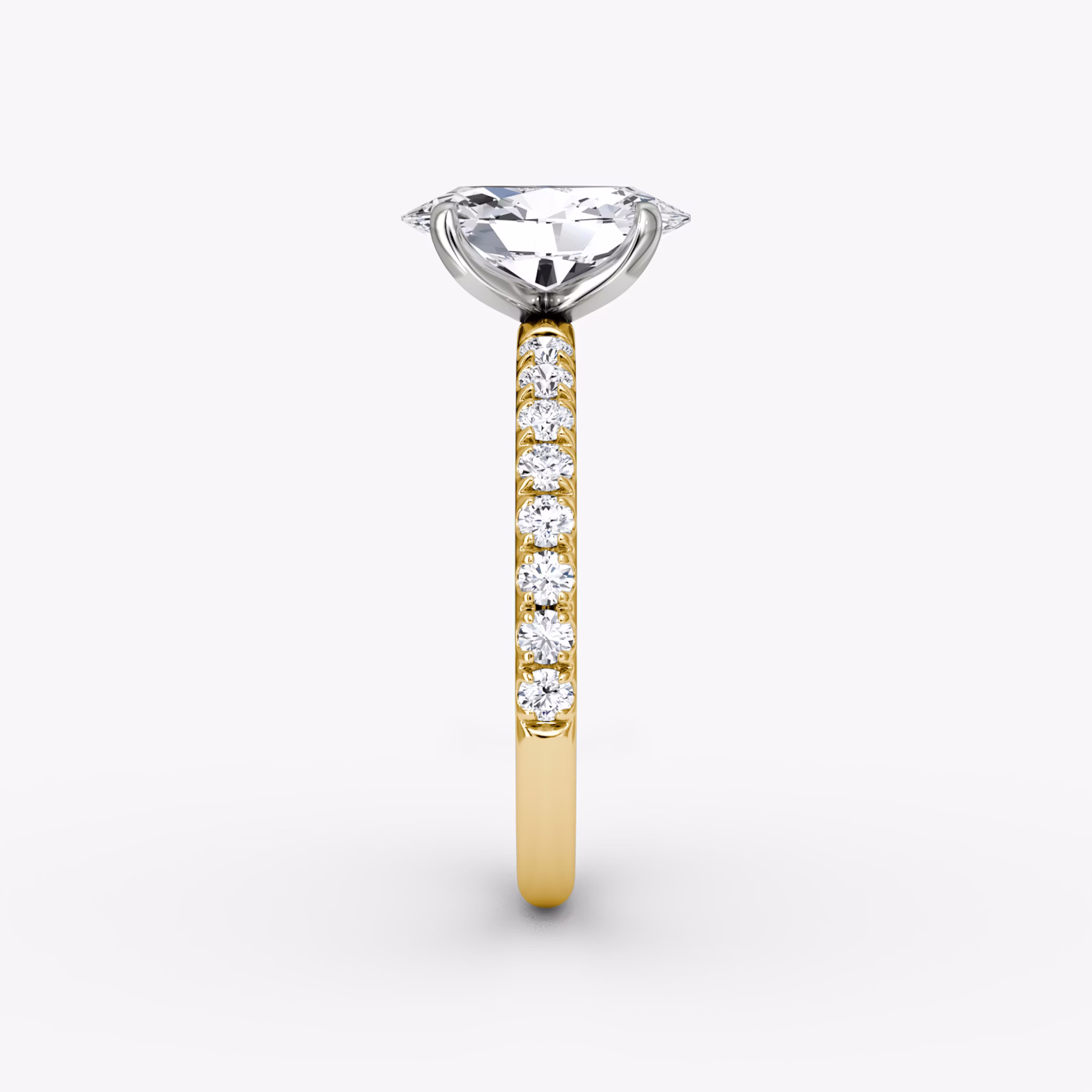 The Classic | Oval | 18k | Yellow Gold and Platinum | bandAccent: Pavé | bandWidth: large | diamondOrientation: vertical | caratWeight: other