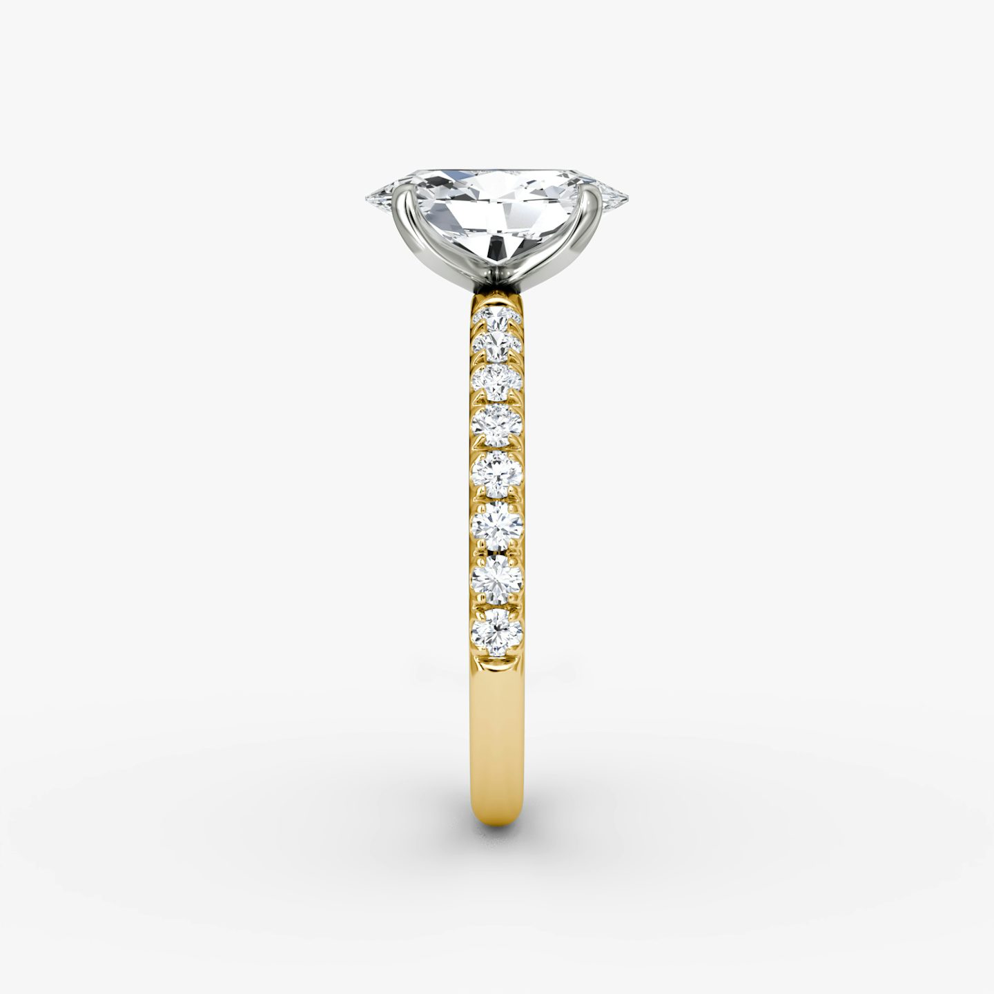 The Classic | Oval | 18k | Yellow Gold and Platinum | bandAccent: Pavé | bandWidth: large | diamondOrientation: vertical | caratWeight: other