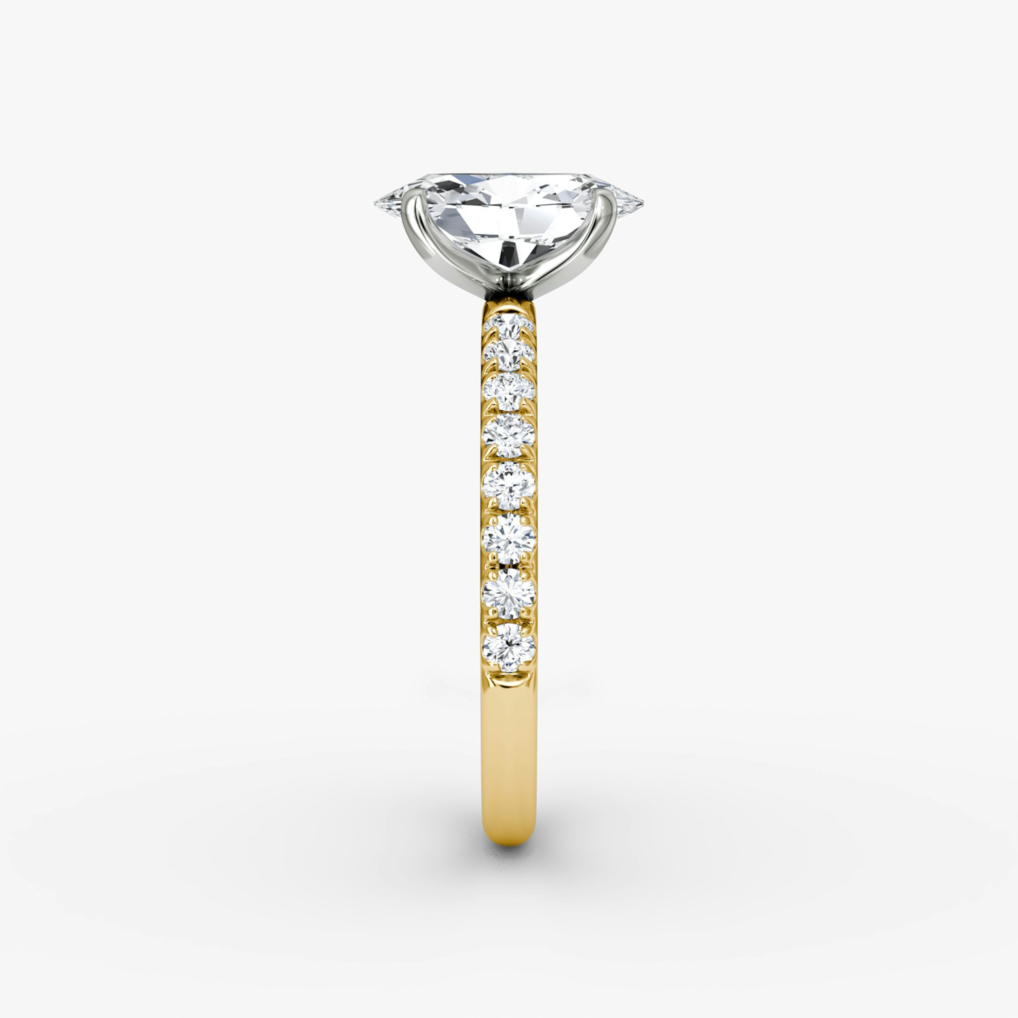The Classic | Oval | 18k | Yellow Gold and Platinum | bandAccent: Pavé | bandWidth: large | diamondOrientation: vertical | caratWeight: other