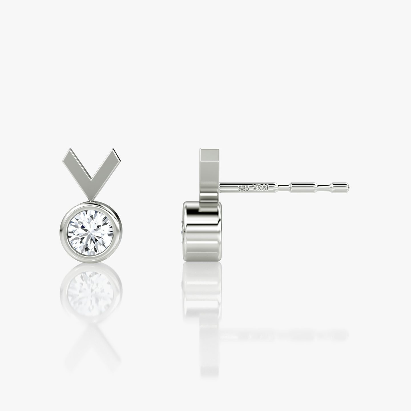 Clou d'oreille Arrow | Rond Brillant | 14k | Or blanc | caratWeight: 0.10ct