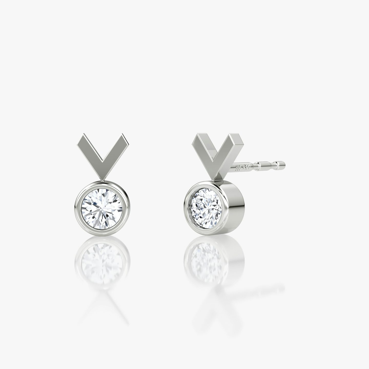 Clou d'oreille Arrow | Rond Brillant | 14k | Or blanc | caratWeight: 0.10ct