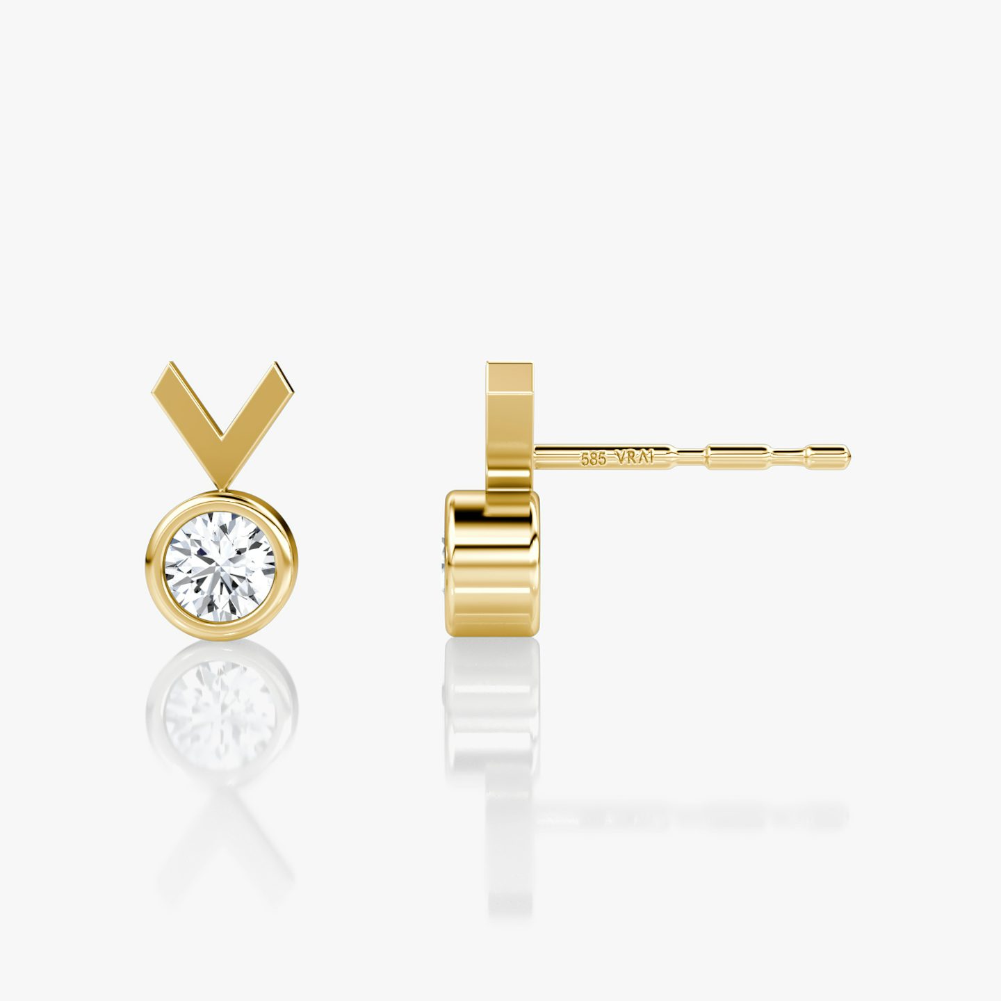 Clou d'oreille Arrow | Rond Brillant | 14k | Or jaune | caratWeight: 0.10ct