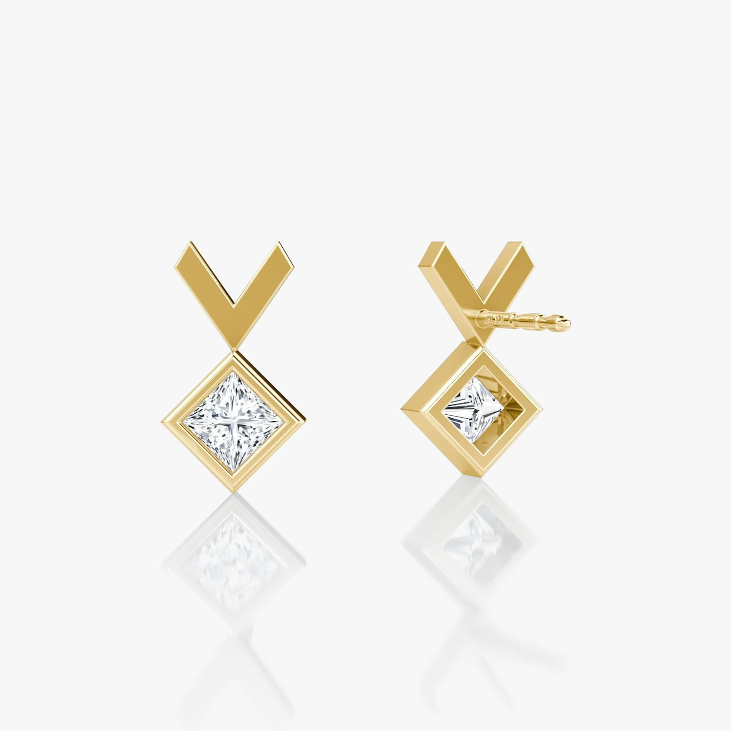 Clou d'oreille Arrow | Princesse | 14k | Or jaune | caratWeight: 0.15ct