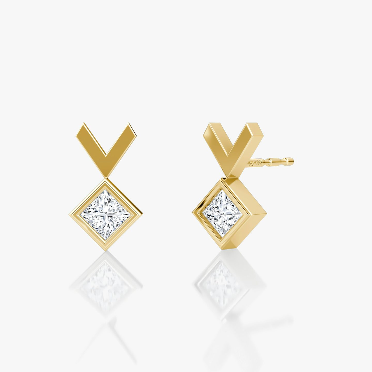 Clou d'oreille Arrow | Princesse | 14k | Or jaune | caratWeight: 0.15ct