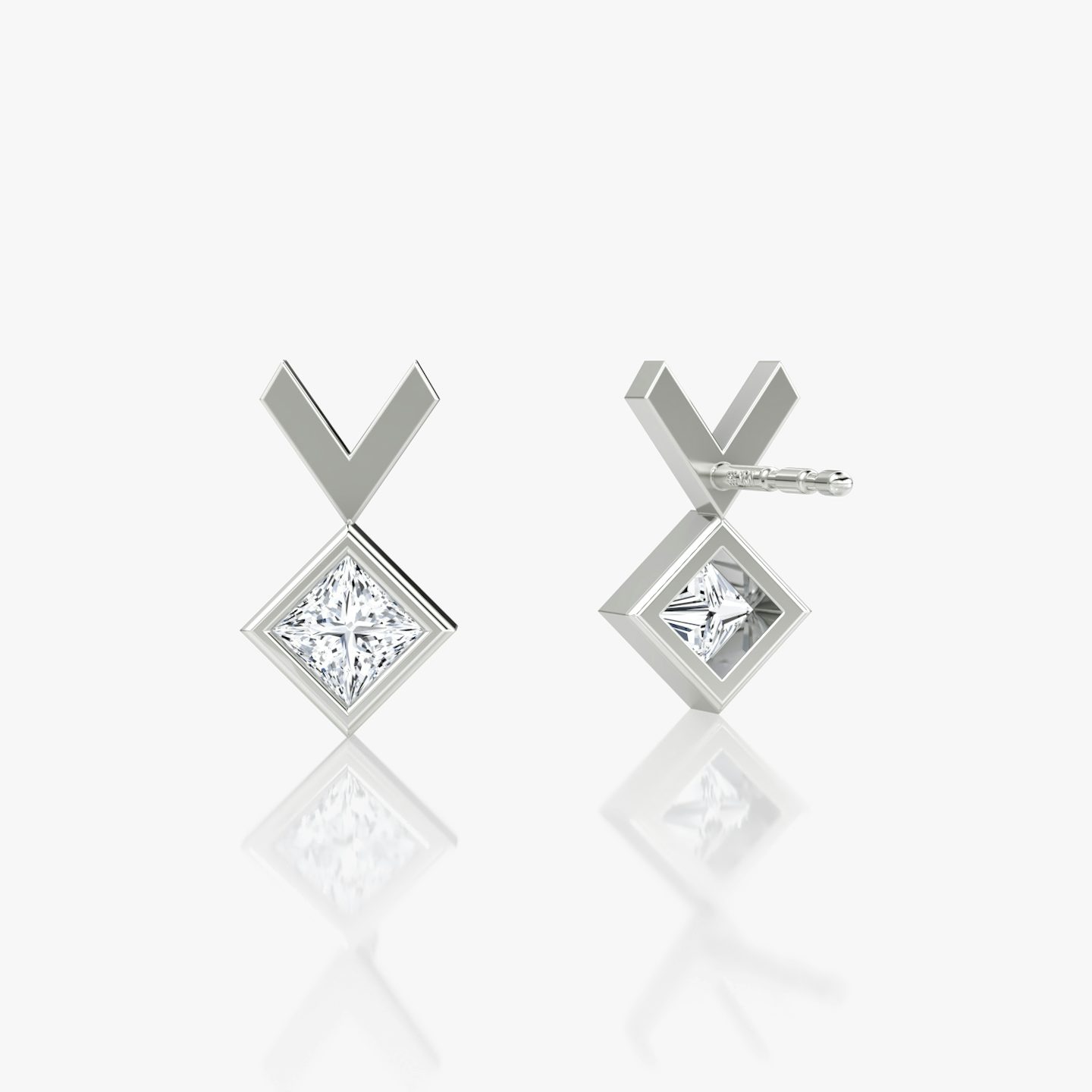 Clou d'oreille Arrow | Princesse | 14k | Or blanc | caratWeight: 0.15ct