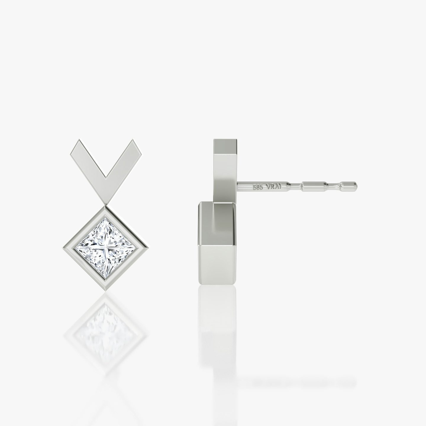 Clou d'oreille Arrow | Princesse | 14k | Or blanc | caratWeight: 0.15ct