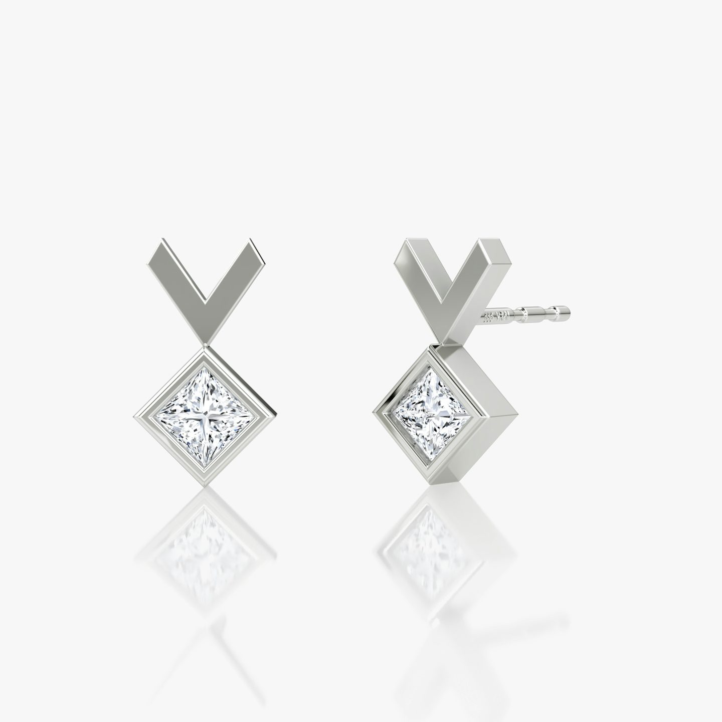 Clou d'oreille Arrow | Princesse | 14k | Or blanc | caratWeight: 0.15ct
